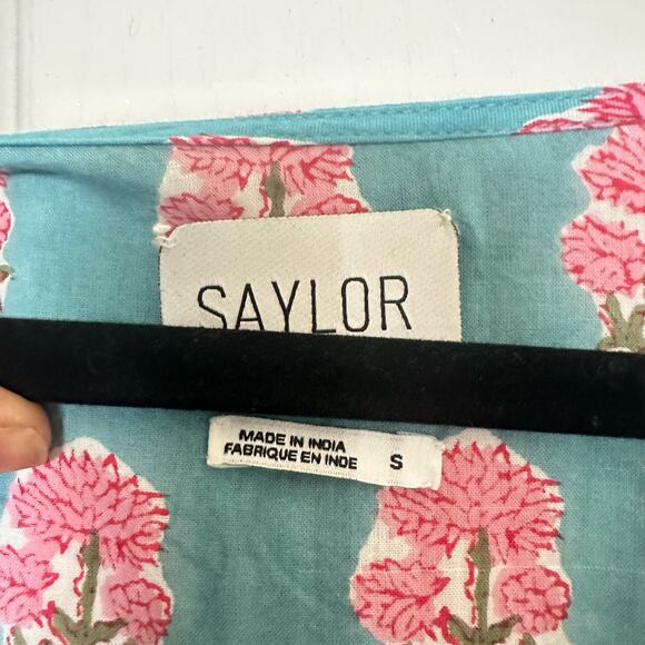 Saylor Malin Blue Floral Print Flutter Sleeve Mini Dress Size Small - Picture 5 of 5